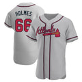 Rebec A.Braves #66 Grant Holmes Player Gray Authentic Road Stitched Jerseys