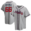 Rebec A.Braves #66 Grant Holmes Player Gray Replica Road Stitched Jerseys