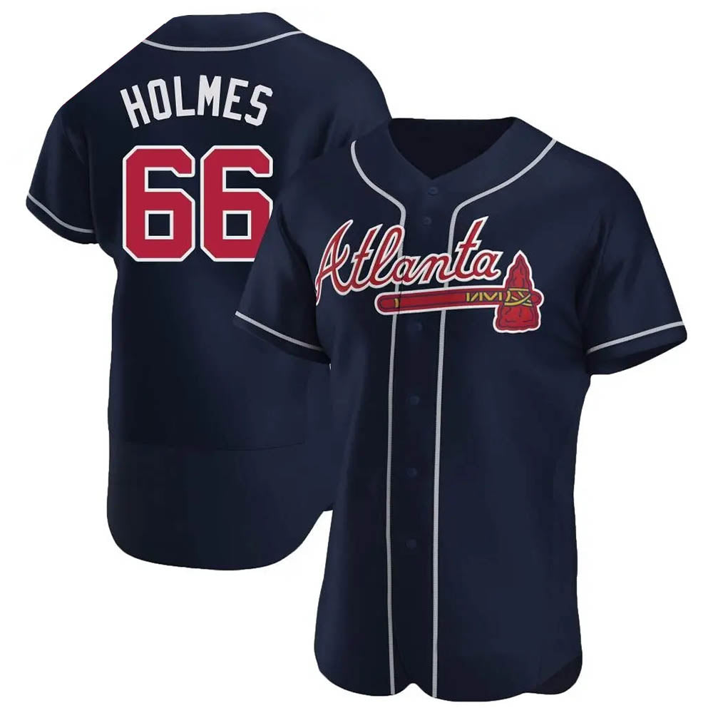 Rebec A.Braves #66 Grant Holmes Player Navy Authentic Alternate Stitched Jerseys