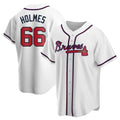 Rebec A.Braves #66 Grant Holmes Player White Replica Home Stitched Jerseys