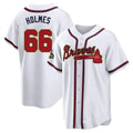 Rebec A.Braves #66 Grant Holmes Player White&Gold Replica Program Stitched Jerseys