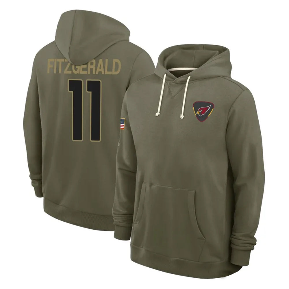 Rebec A.Cardinals #11 Larry Fitzgerald Player Olive Salute to Service Hoodies Stitched Jerseys