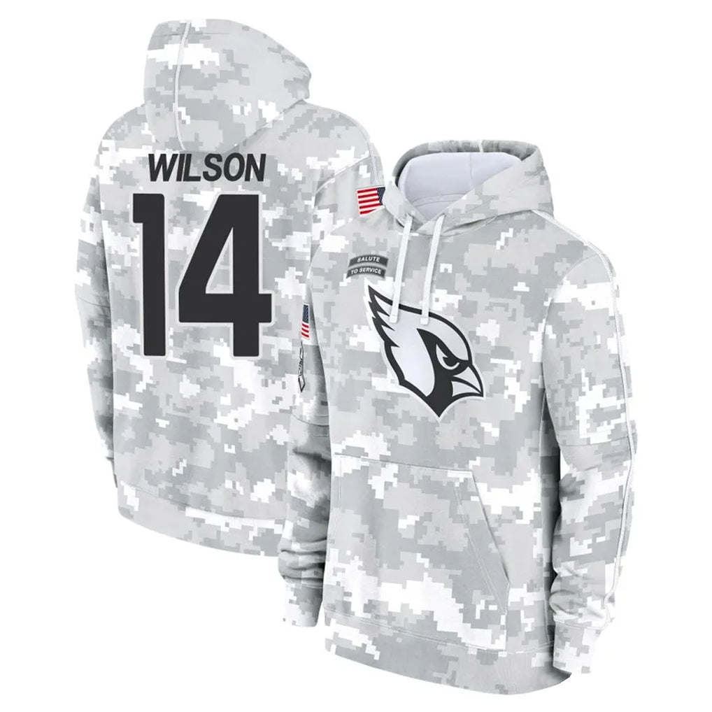 Rebec A.Cardinals #14 Michael Wilson Player Arctic Camo Salute to Service Hoodies Stitched Jerseys