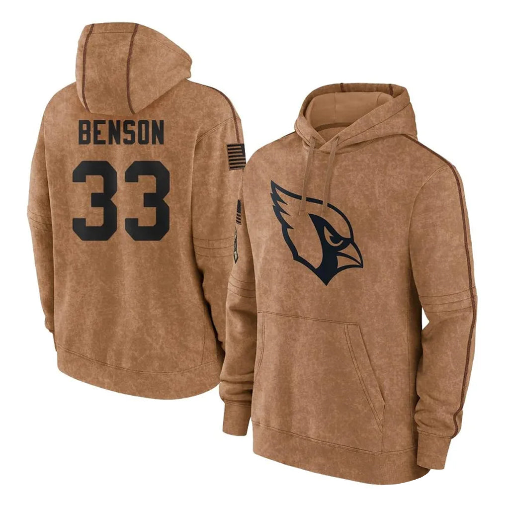 Rebec A.Cardinals #33 Trey Benson Player Brown Salute To Service Limited Hoodies Stitched Jerseys