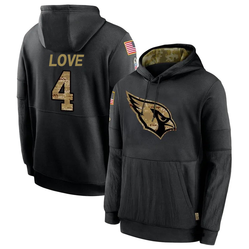 Rebec A.Cardinals #4 Jeremiyah Love Player Black Salute to Service Limited Hoodies Football Jerseys