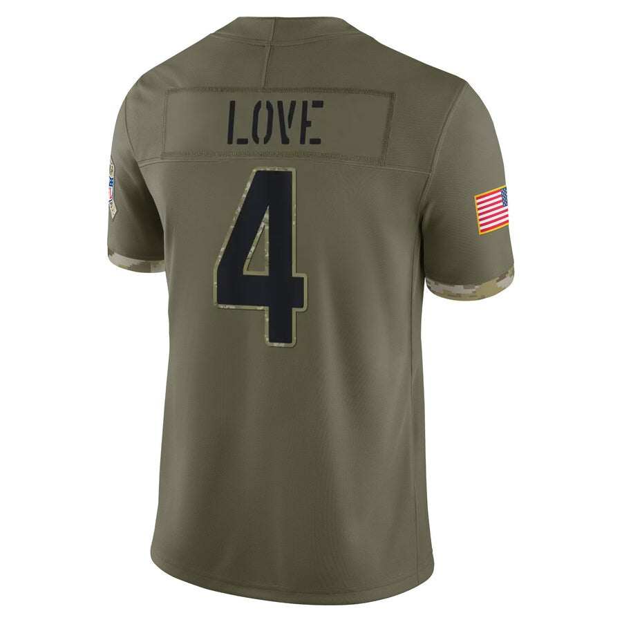 Rebec A.Cardinals #4 Jeremiyah Love Player Olive Salute To Service Limited Home Game Stitched Jerseys