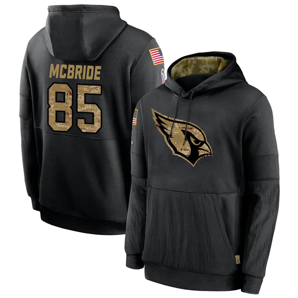 Rebec A.Cardinals #85 Trey McBride Player Black Salute to Service Hoodies Stitched Jerseys