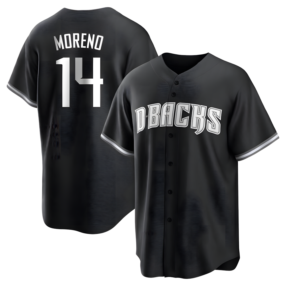 Rebec A.Diamondbacks #14 Gabriel Moreno Player Black jersey White Replica Stitched Jerseys