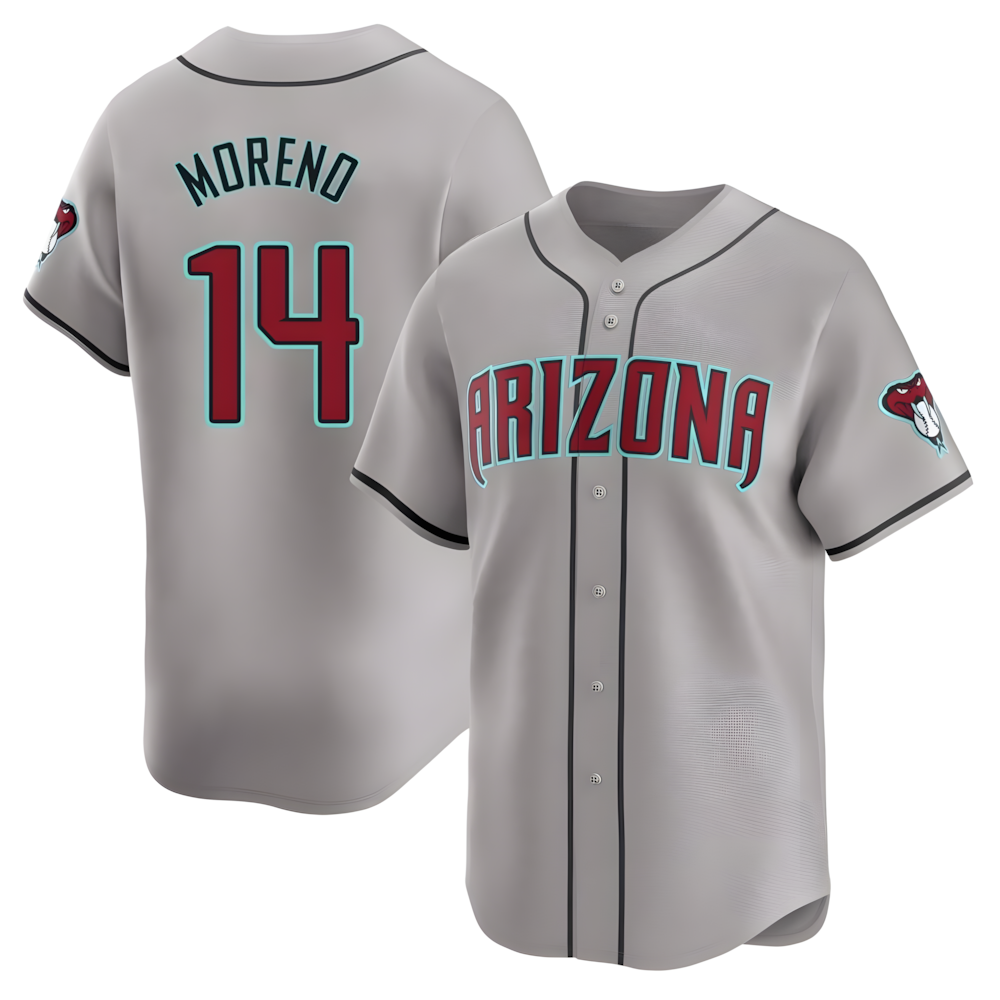 Rebec A.Diamondbacks #14 Gabriel Moreno Player Gray Limited Away Stitched Jerseys