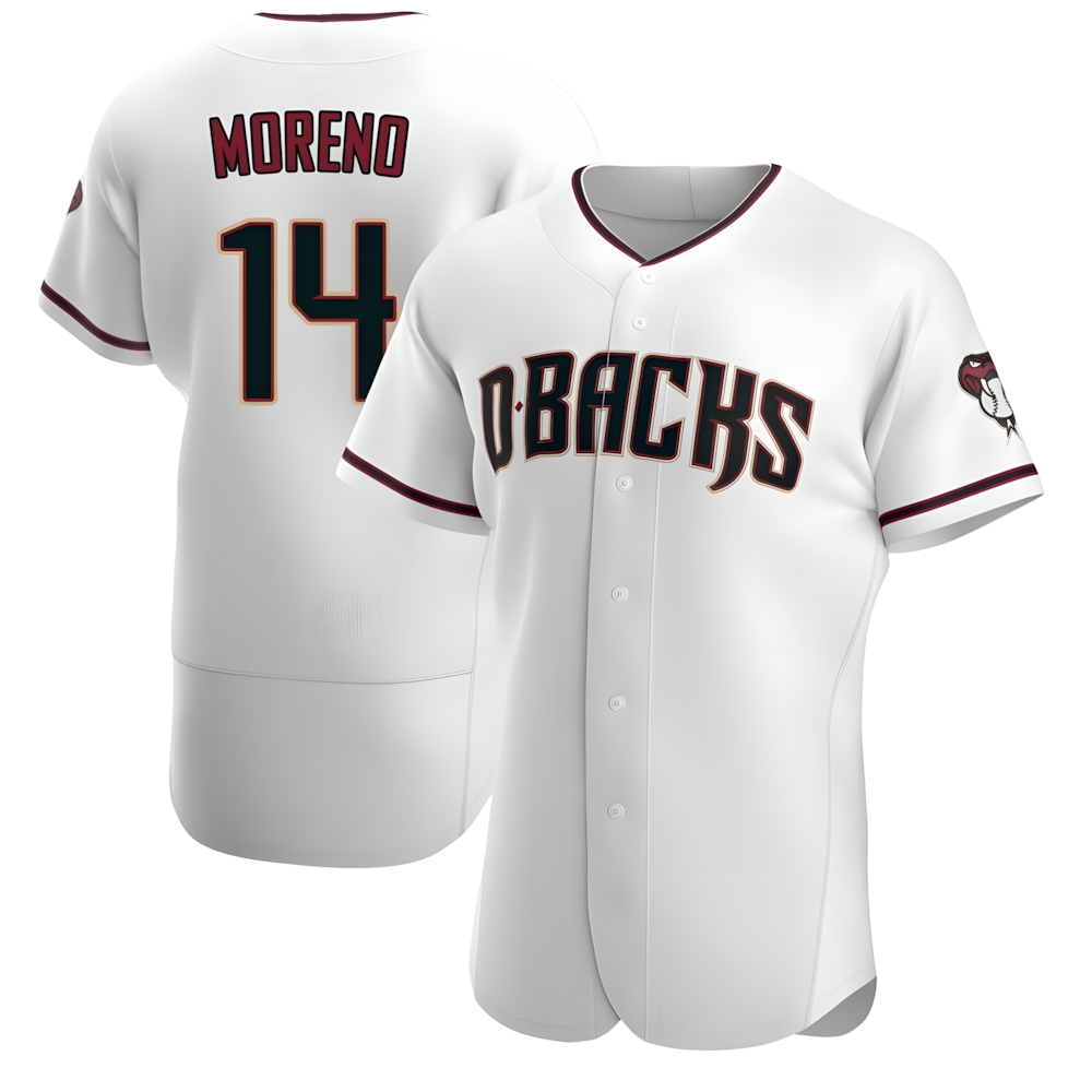 Rebec A.Diamondbacks #14 Gabriel Moreno Player White Crimson Home Stitched Jerseys