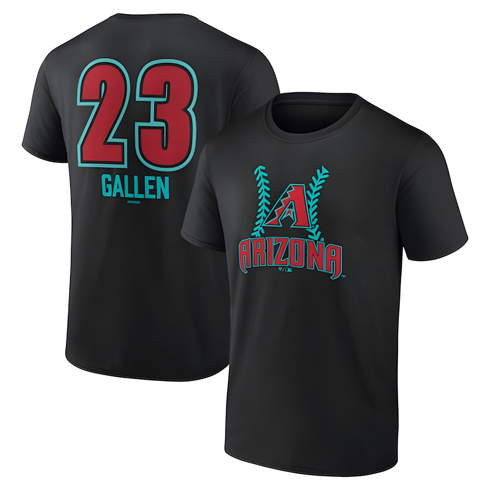Rebec A.Diamondbacks #23 Zac Gallen Player Black Fuse City Connect round collar T shirt Stitched Jerseys