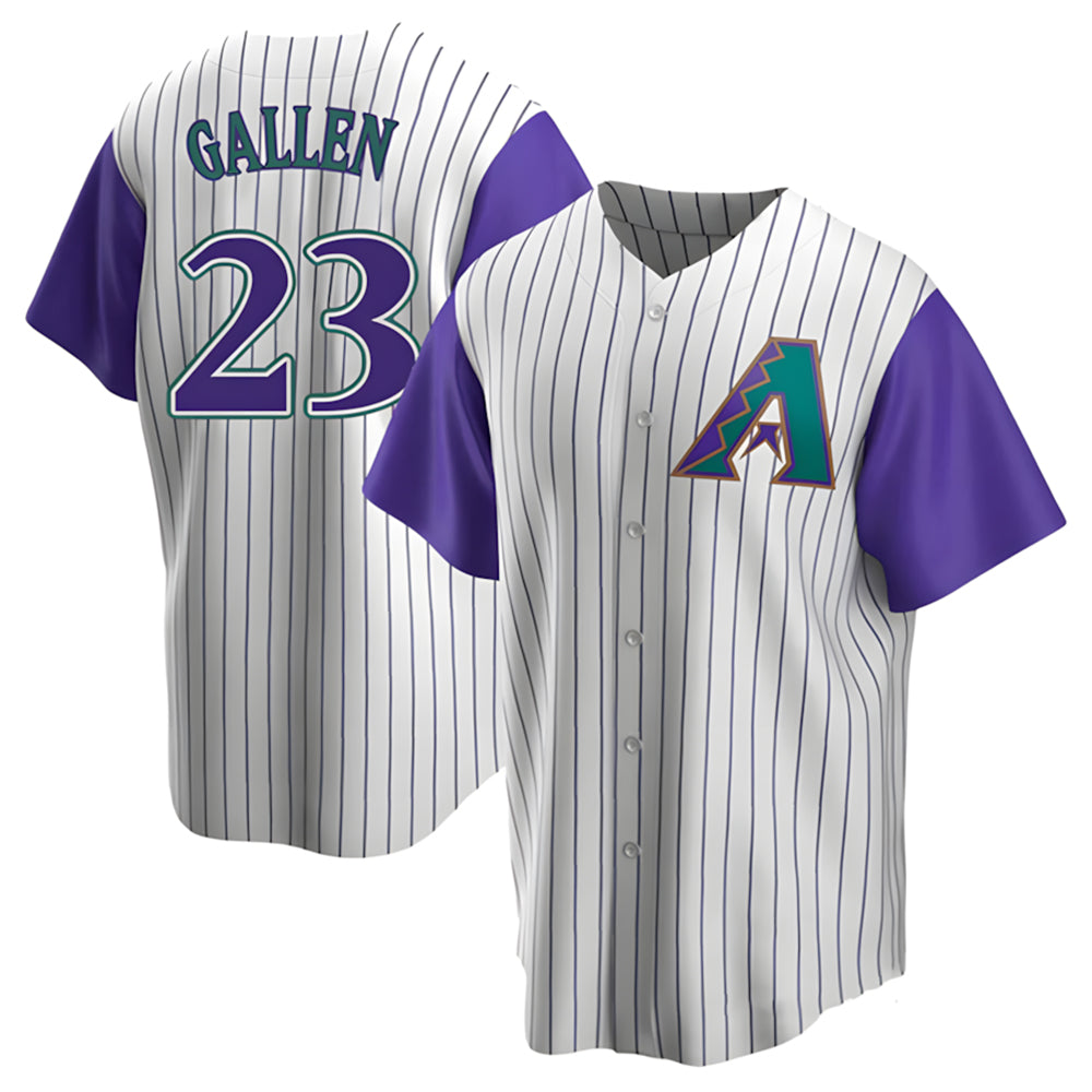 Rebec A.Diamondbacks #23 Zac Gallen Player White-Purple Replica Stitched Jerseys