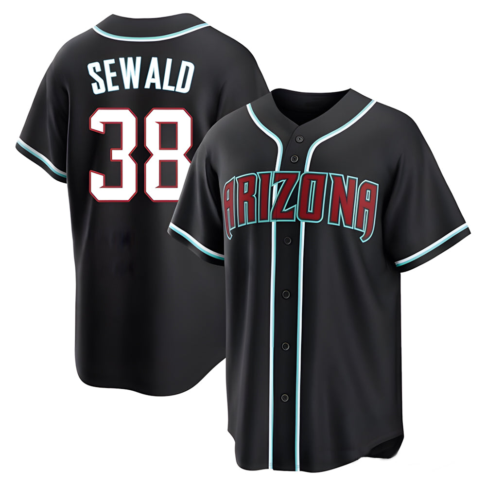 Rebec A.Diamondbacks #38 Paul Sewald Player  Black Replica Fashion Out Stitched Jersey