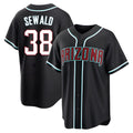 Rebec A.Diamondbacks #38 Paul Sewald Player  Black Replica Fashion Out Stitched Jersey