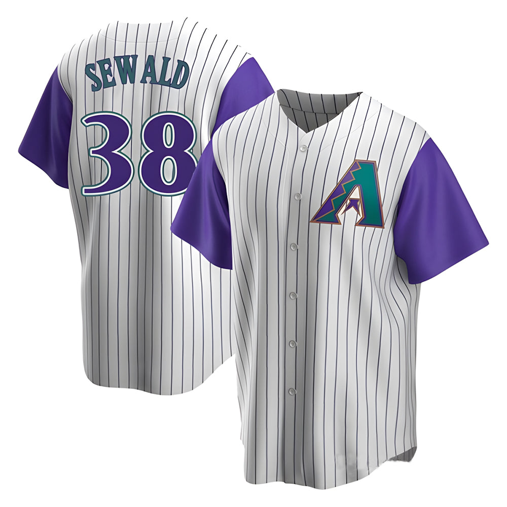 Rebec A.Diamondbacks #38 Paul Sewald Player  Cream Purple Alternate Cooperstown Collection Stitched Jersey