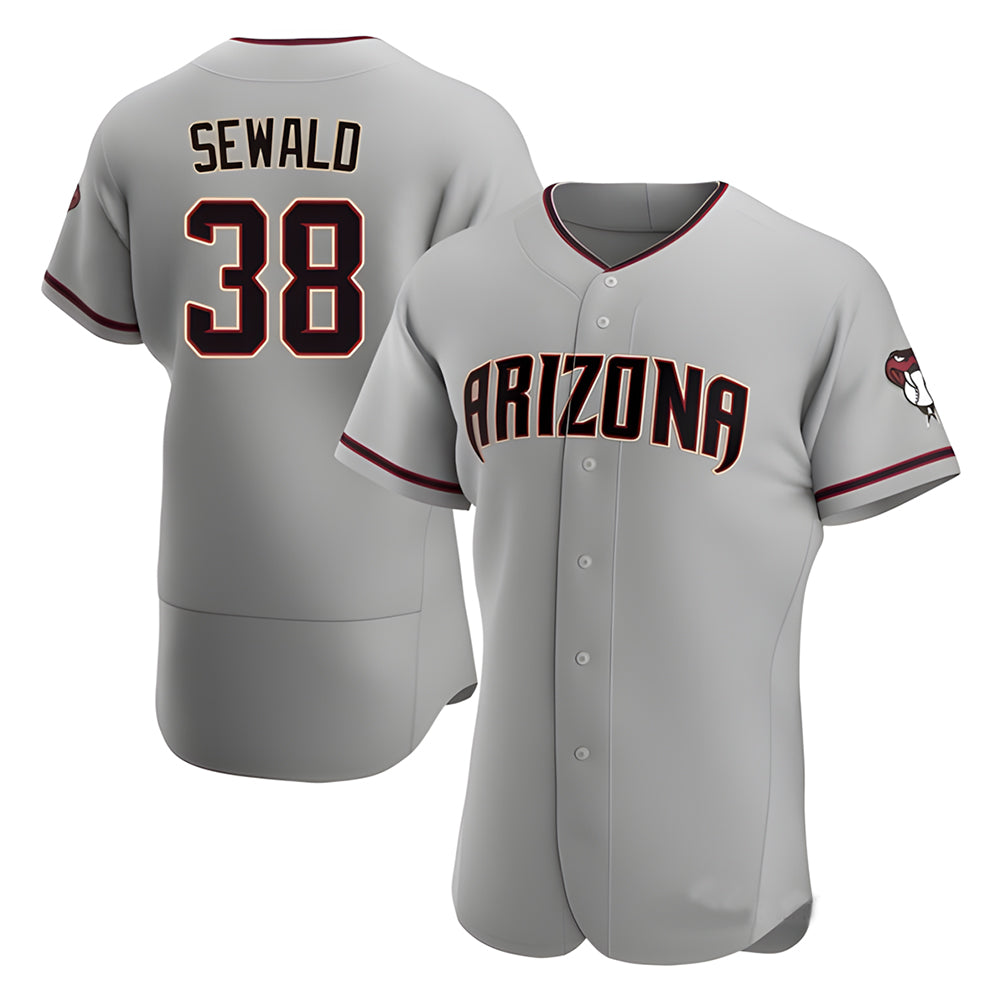 Rebec A.Diamondbacks #38 Paul Sewald Player Gray Authentic Road Stitched Jersey