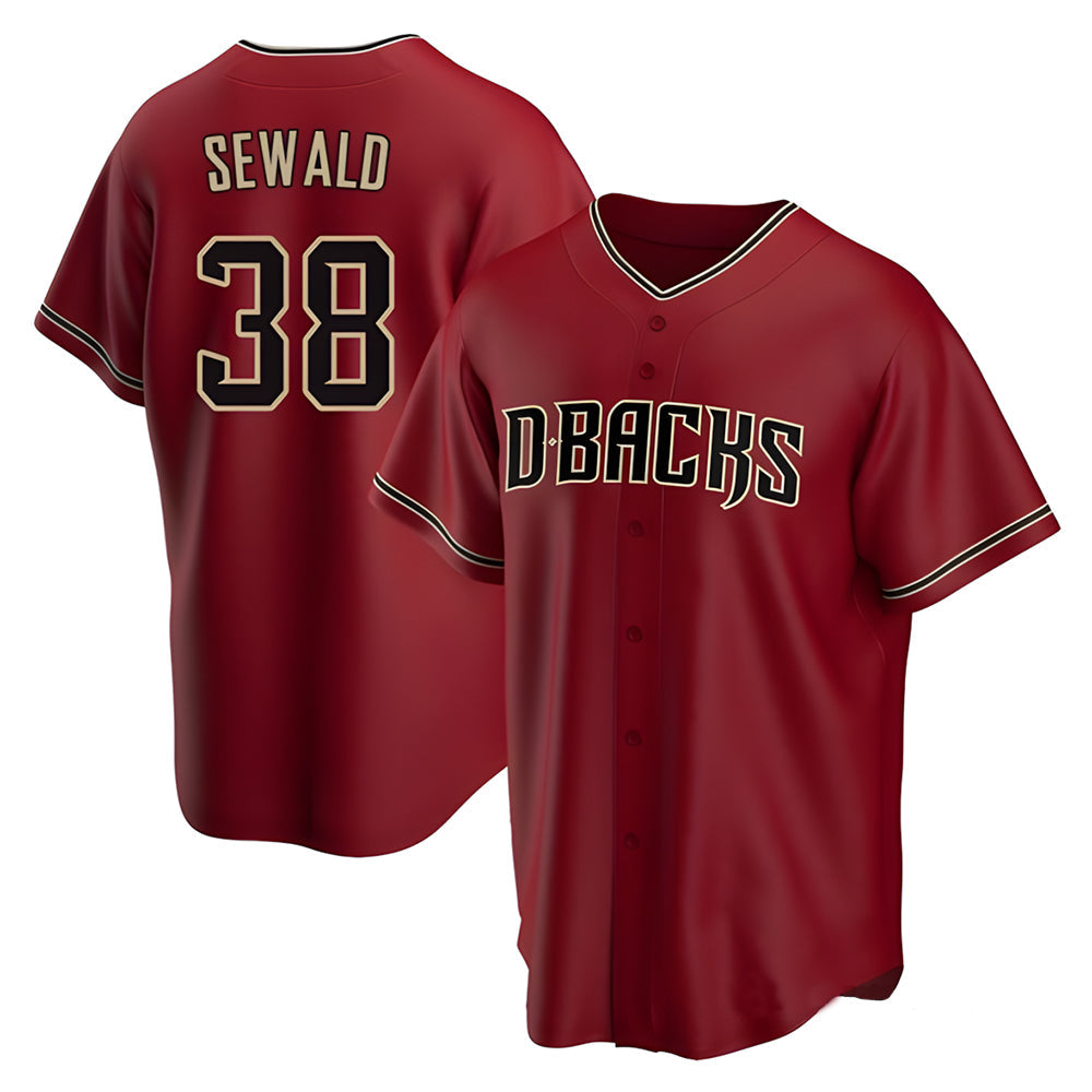 Rebec A.Diamondbacks #38 Paul Sewald Player Red Alternate Replica Stitched Jersey