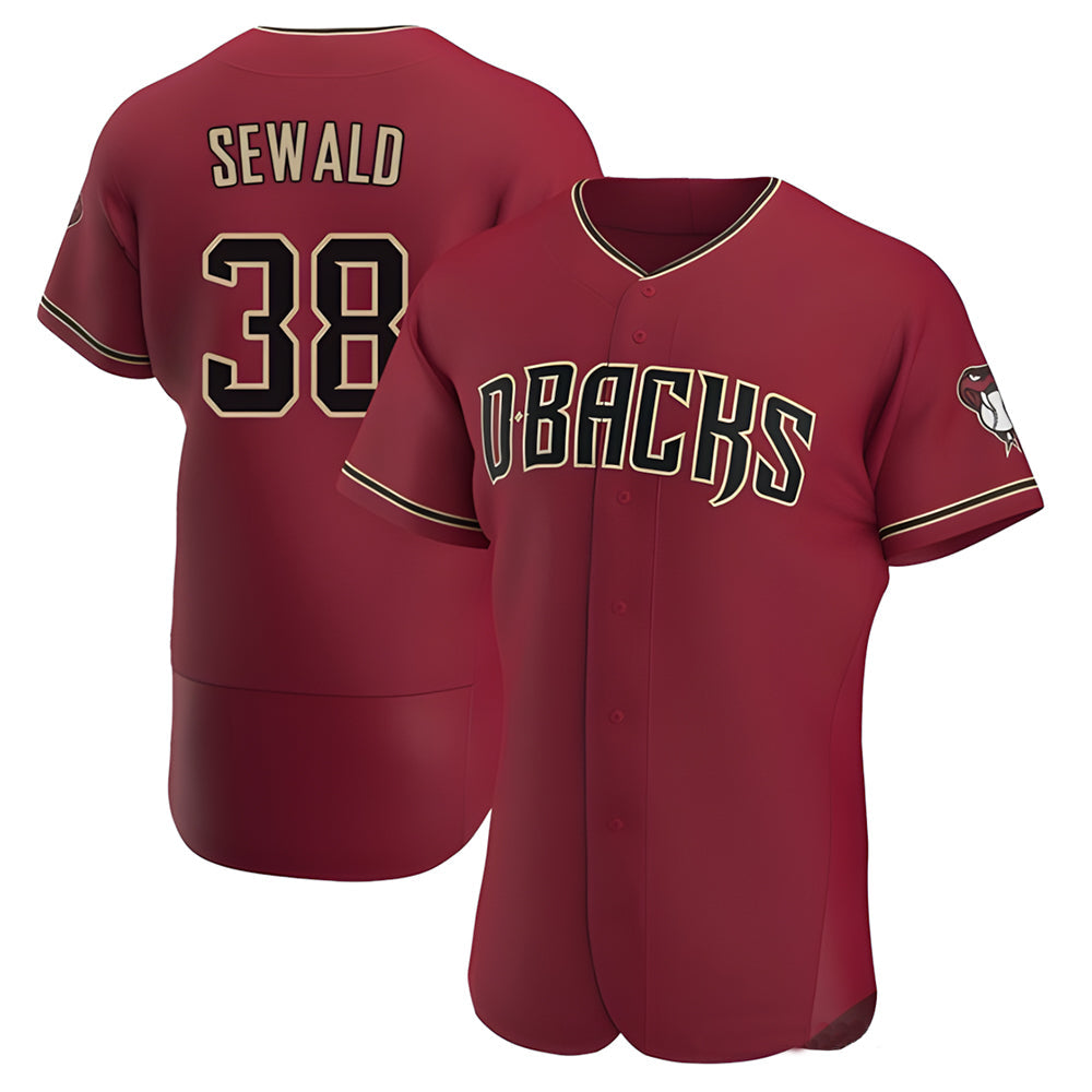 Rebec A.Diamondbacks #38 Paul Sewald Player Red Crimson Alternate Stitched Jersey