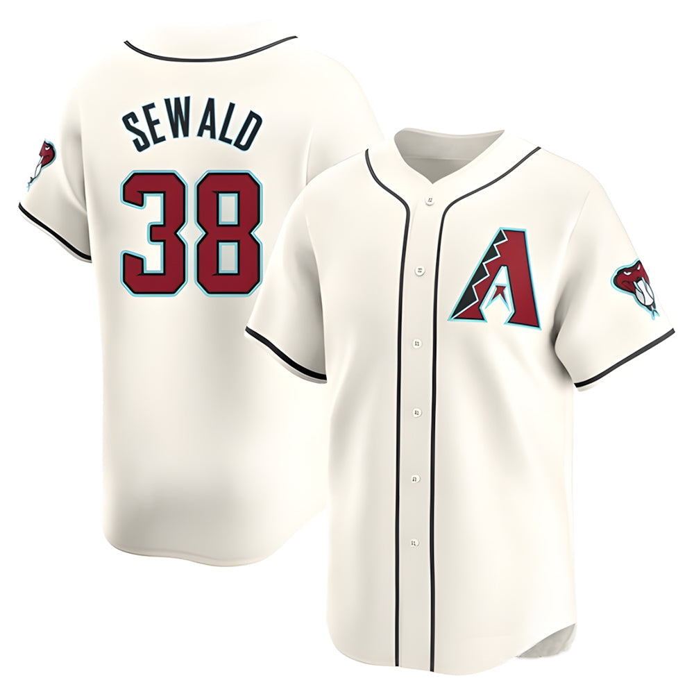 Rebec A.Diamondbacks #38 Paul Sewald Player White Limited Home Stitched Jersey