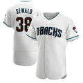 Rebec A.Diamondbacks #38 Paul Sewald Player White Teal Authentic Alternate Stitched Jersey
