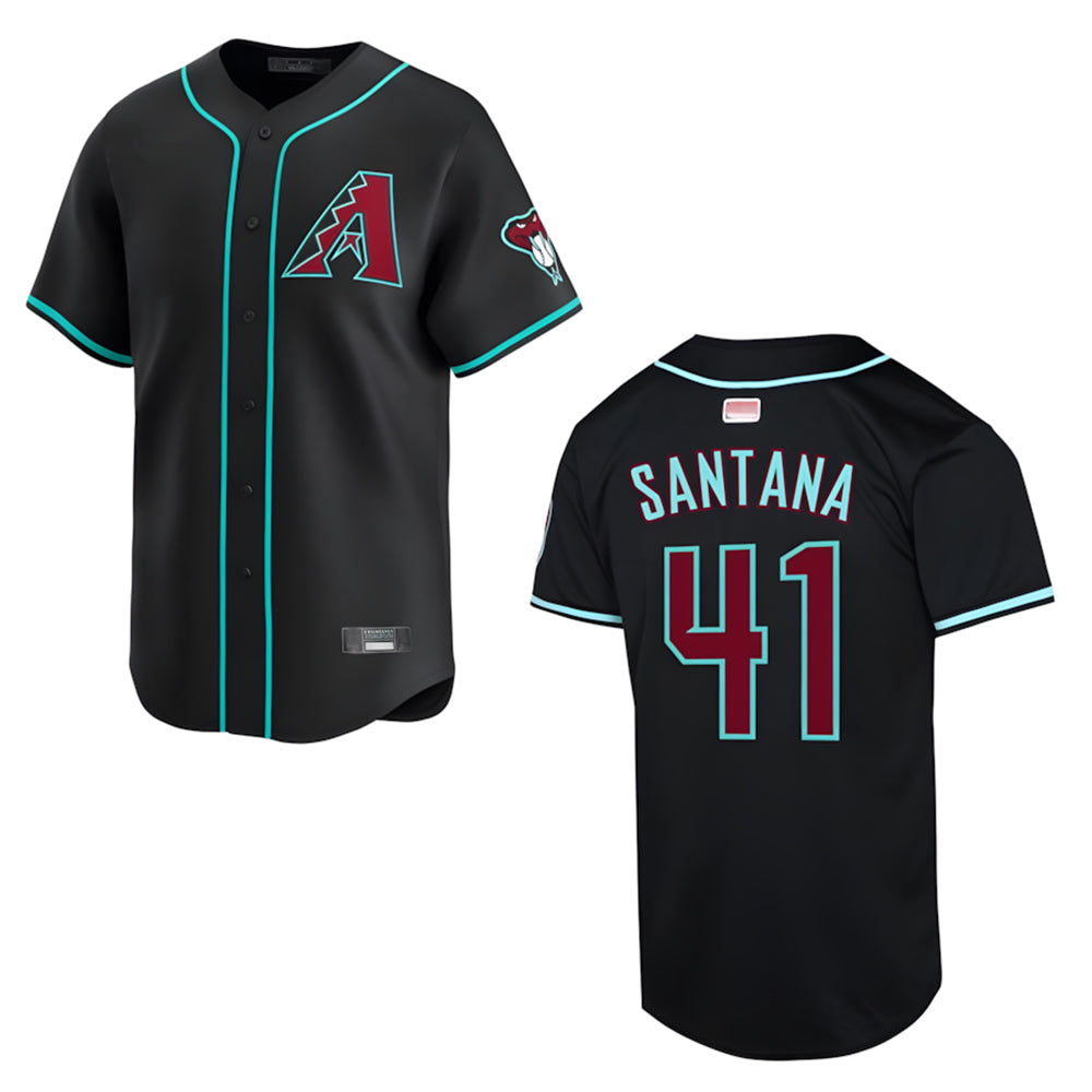 Rebec A.Diamondbacks #41 Carlos Santana Player Black Player game time Stitched Jersey