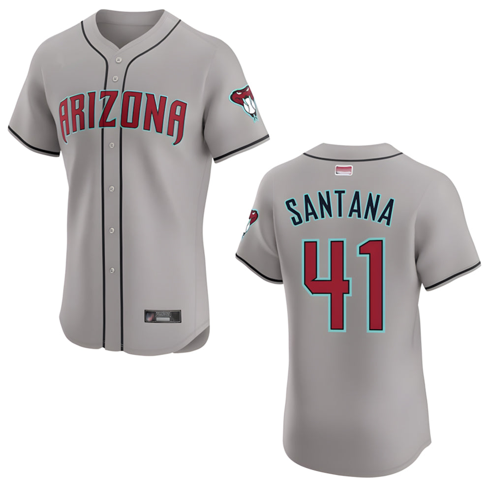 Rebec A.Diamondbacks #41 Carlos Santana Player Gray game time Stitched Jersey