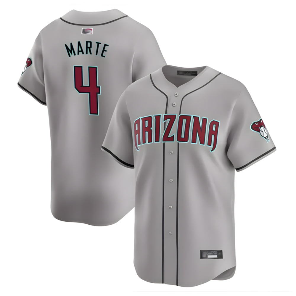 Rebec A.Diamondbacks #4 Ketel Marte Player Gray Replica Game Stitched Jerseys