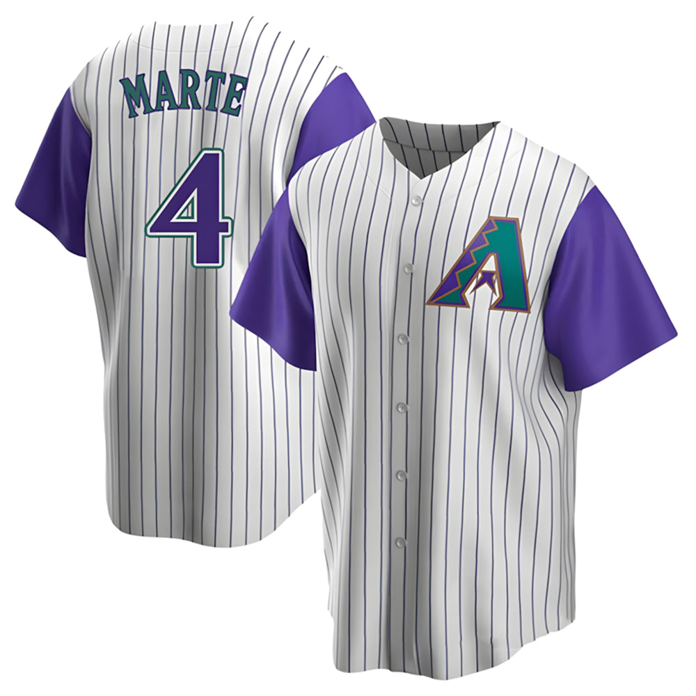 Rebec A.Diamondbacks #4 Ketel Marte Player White-Purple Limited Stitched Jerseys
