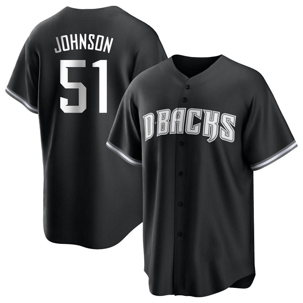 Rebec A.Diamondbacks #51 Randy Johnson Player Black White Replica Alternate Stitched Jerseys