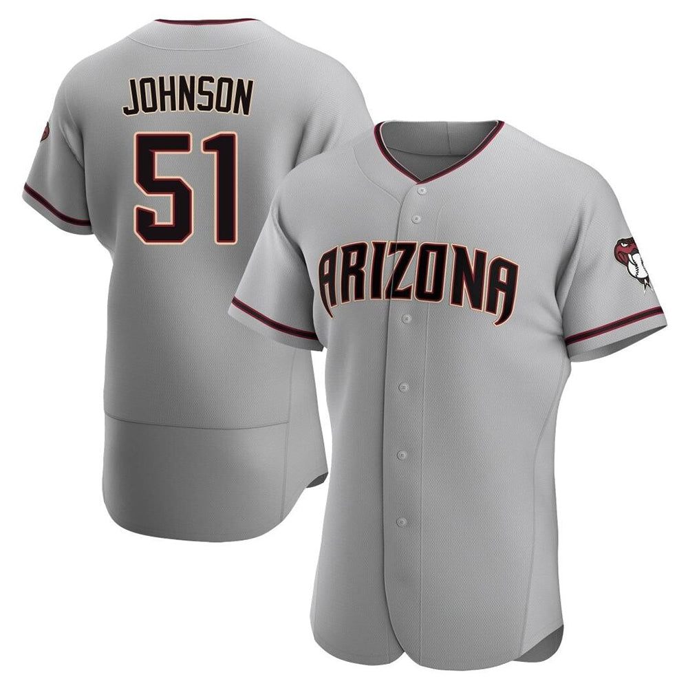 Rebec A.Diamondbacks #51 Randy Johnson Player Gray Authentic Road Stitched Jerseys