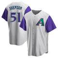 Rebec A.Diamondbacks #51 Randy Johnson Purple Replica Alternate Cooperstown Collection Stitched Jerseys