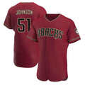 Rebec A.Diamondbacks #51 Randy Johnson Red Authentic Crimson Alternate Stitched Jerseys