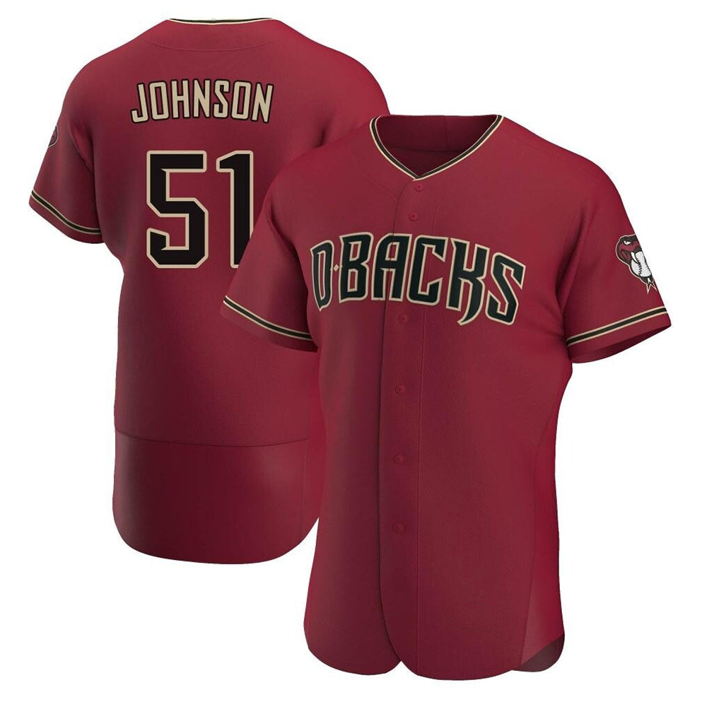 Rebec A.Diamondbacks #51 Randy Johnson Red Authentic Crimson Alternate Stitched Jerseys