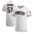 Rebec A.Diamondbacks #51 Randy Johnson White Authentic Crimson Home Stitched Jerseys