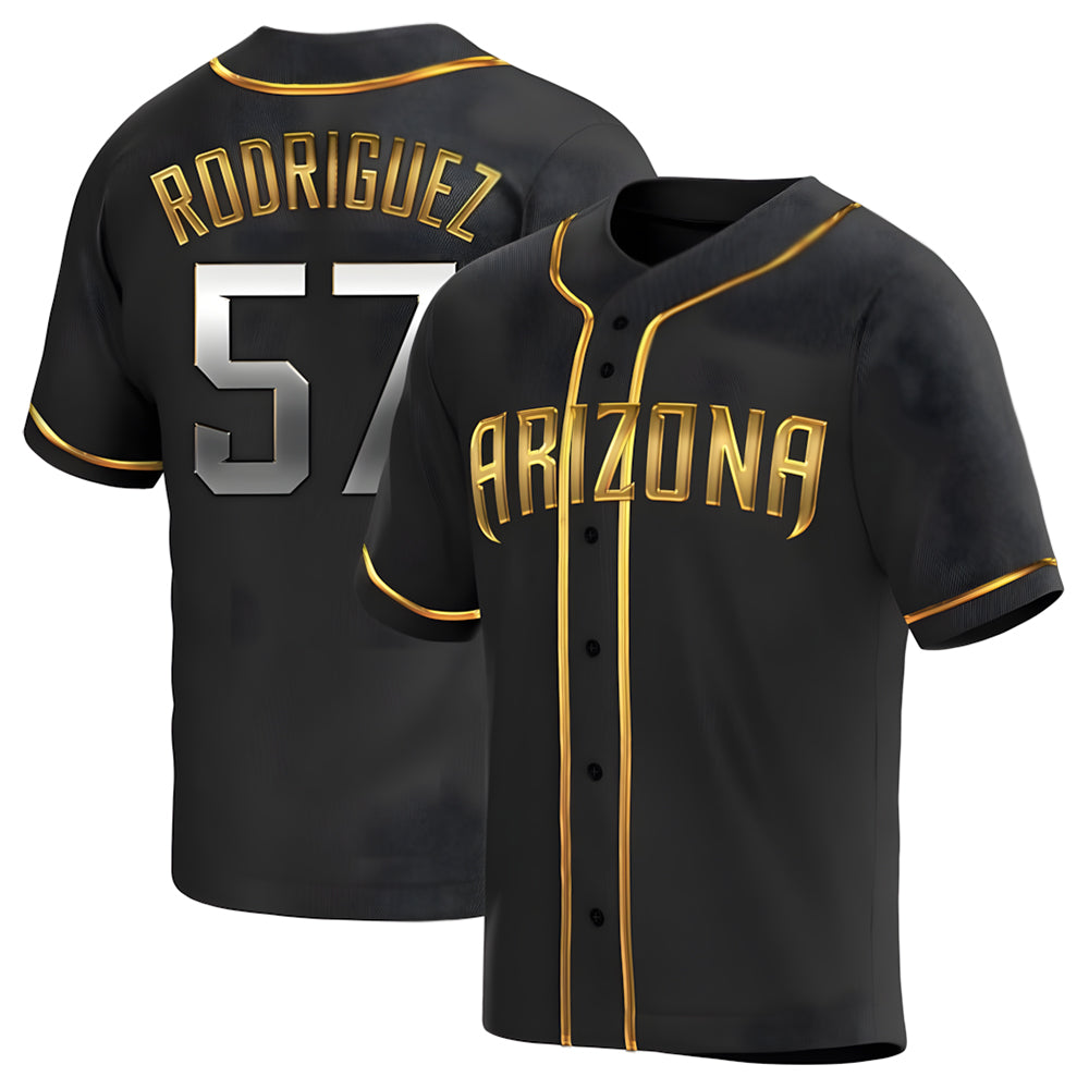 Rebec A.Diamondbacks #57 Eduardo Rodriguez Player Black Golden Replica Alternate Stitched Jersey
