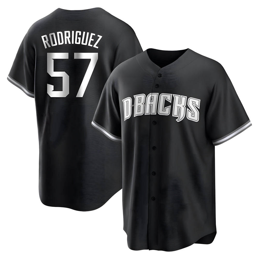 Rebec A.Diamondbacks #57 Eduardo Rodriguez Player Black White Replica Alternate Stitched Jersey