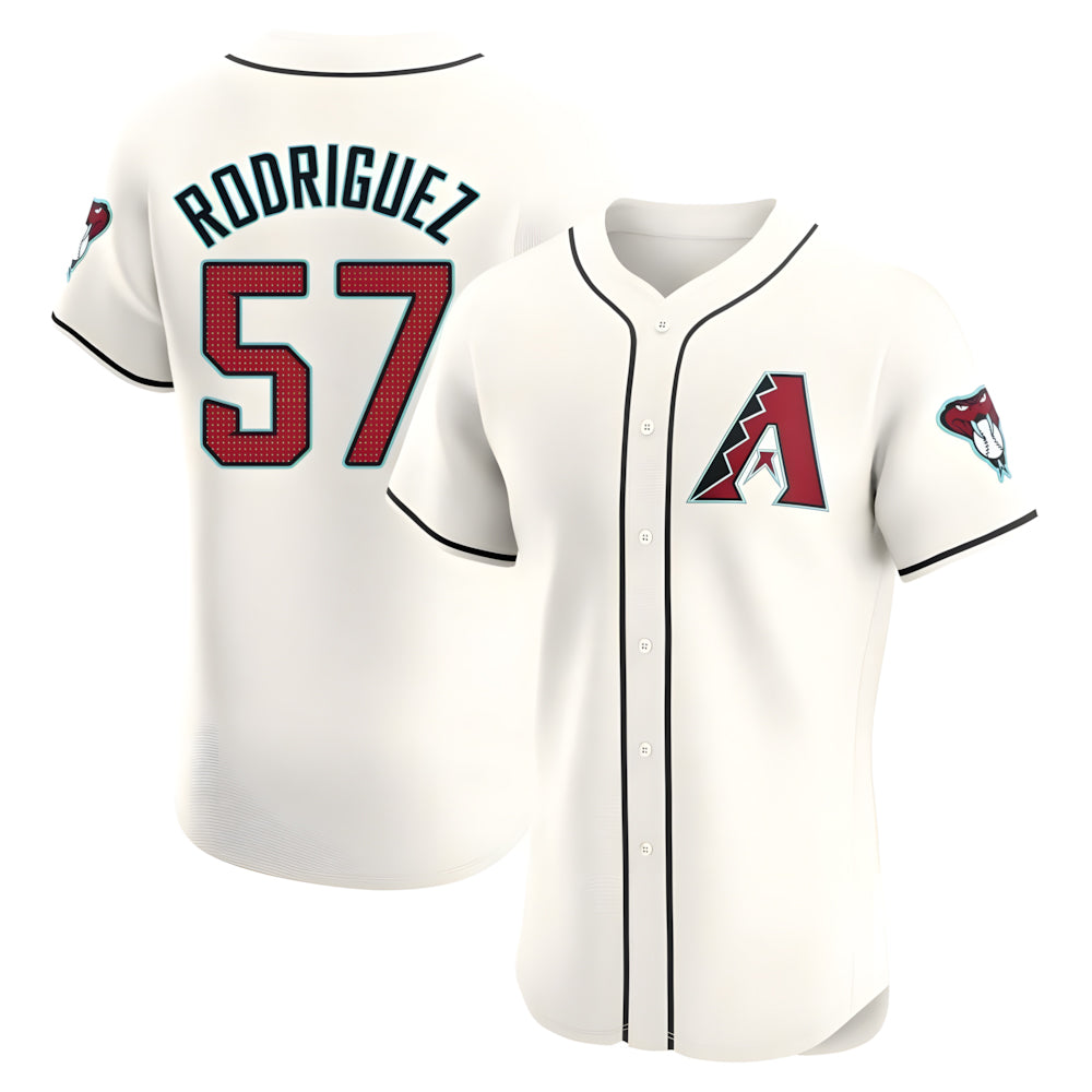 Rebec A.Diamondbacks #57 Eduardo Rodriguez Player Cream Elite Home Stitched Jersey