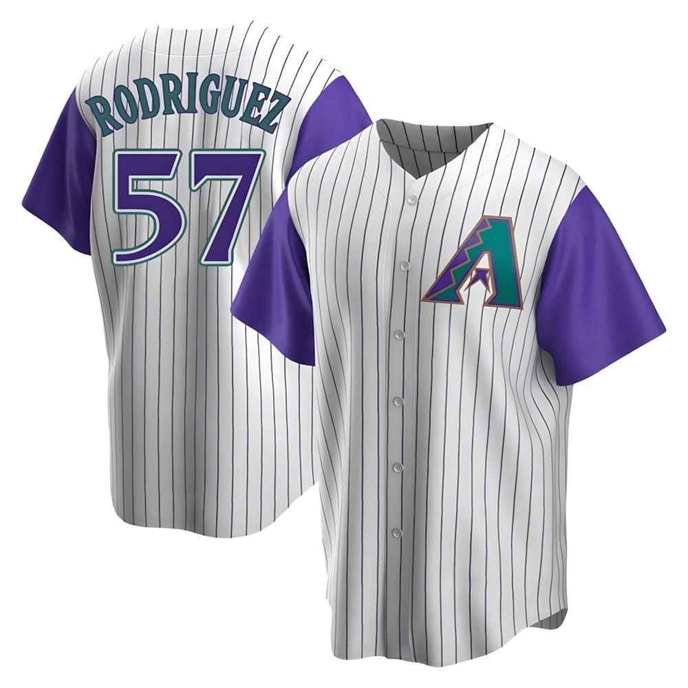 Rebec A.Diamondbacks #57 Eduardo Rodriguez Player  Cream Purple Replica Alternate Cooperstown Collection Stitched Jersey