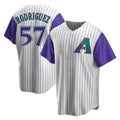 Rebec A.Diamondbacks #57 Eduardo Rodriguez Player  Cream Purple Replica Alternate Cooperstown Collection Stitched Jersey