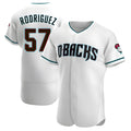 Rebec A.Diamondbacks #57 Eduardo Rodriguez Player White Teal Alternate Stitched Jersey