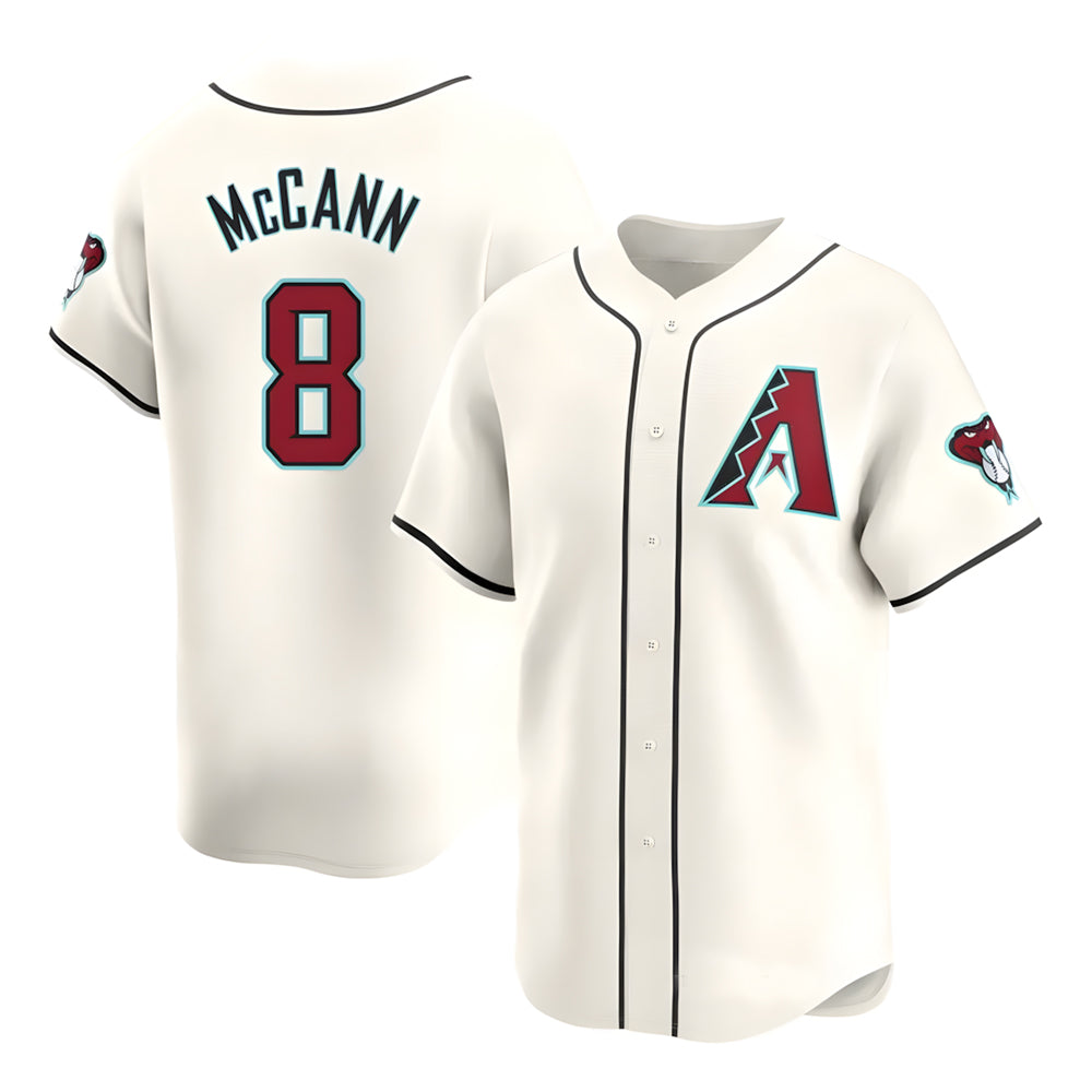 Rebec A.Diamondbacks #8 James McCann Player White Red Limited Home Stitched Jersey
