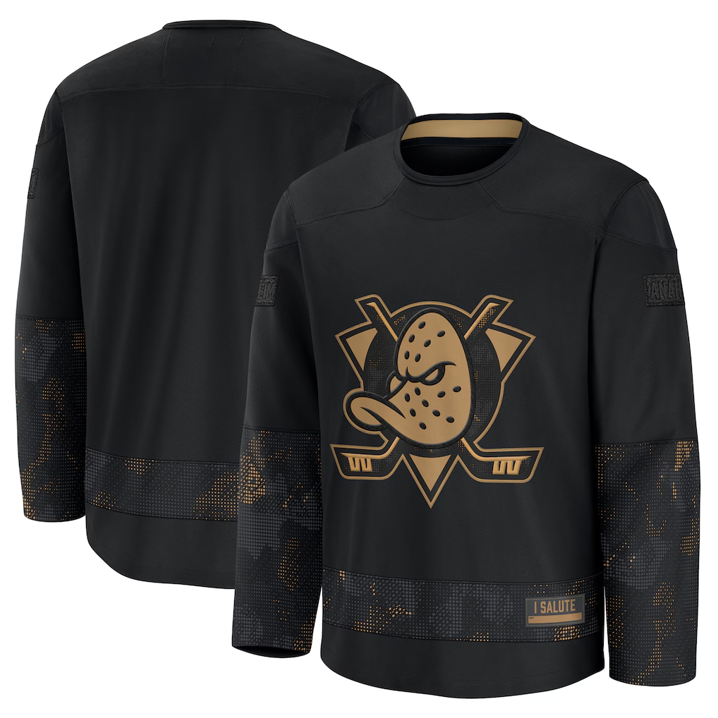 Rebec A.Ducks Black 2024 Military Appreciation Practice Jerseys