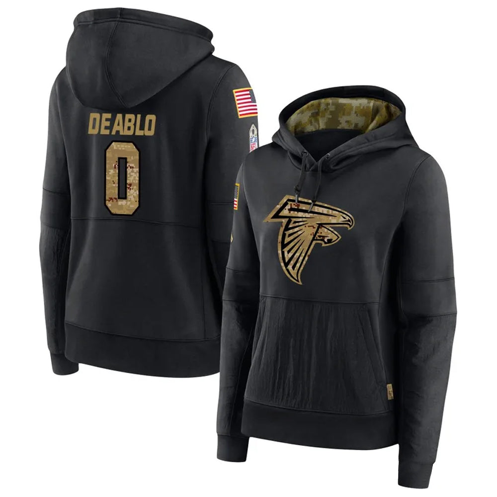 Rebec A.Falcons #0 Divine Deablo Player Black Salute to Service Hoodies Stitched Jerseys