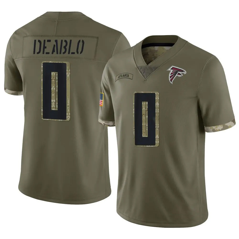 Rebec A.Falcons #0 Divine Deablo Player Olive Salute To Service Limited Stitched Jerseys
