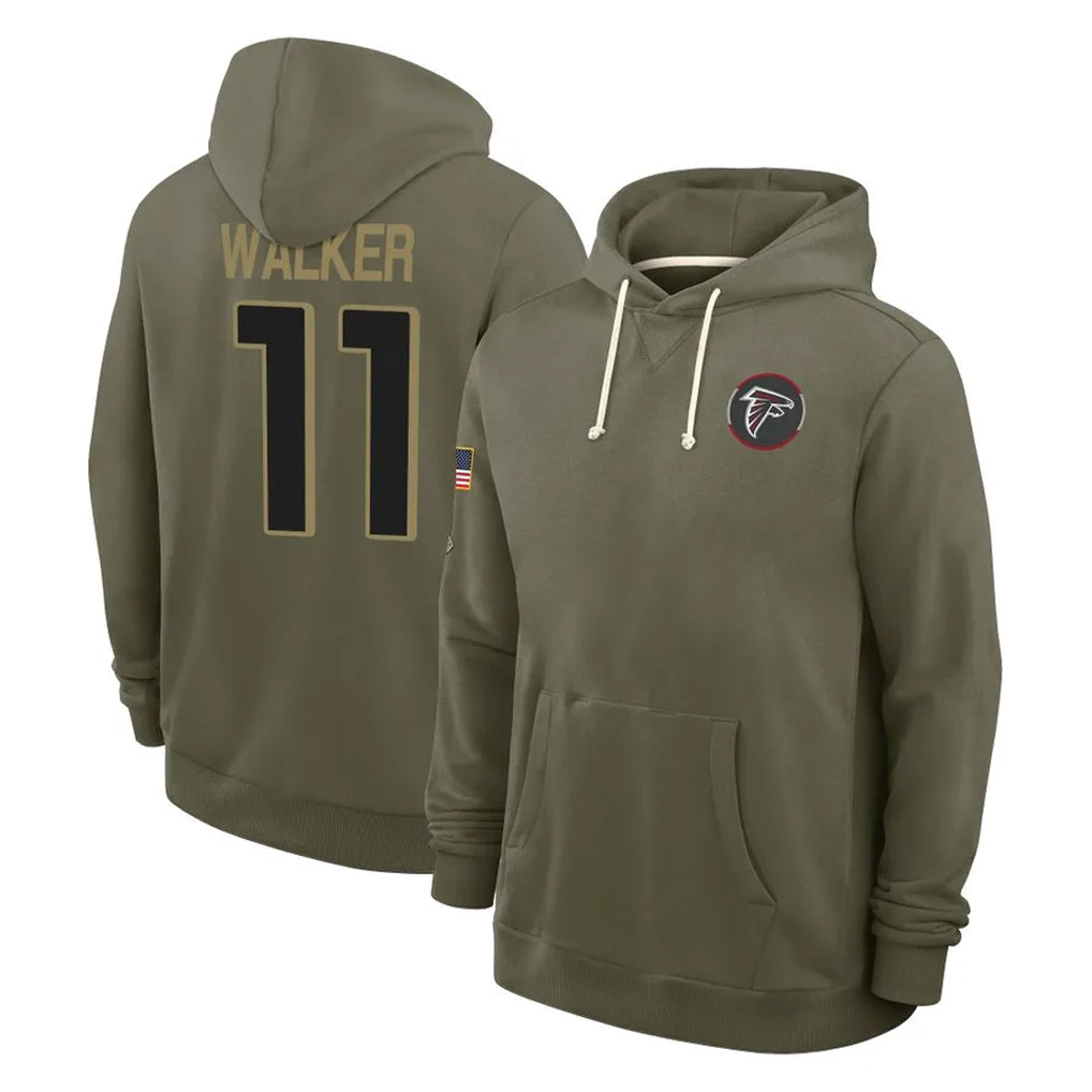 Rebec A.Falcons #11 Jalon Walker Player Olive 2025 Salute to Service Hoodies Stitched Jerseys
