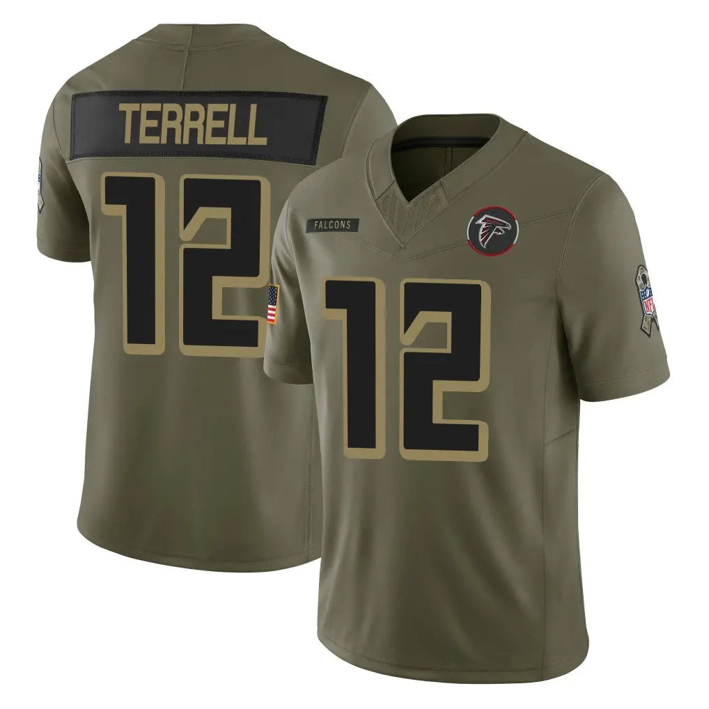 Rebec A.Falcons #12 Avieon Terrell Player Olive Salute To Service Limited Home Game Stitched Jerseys