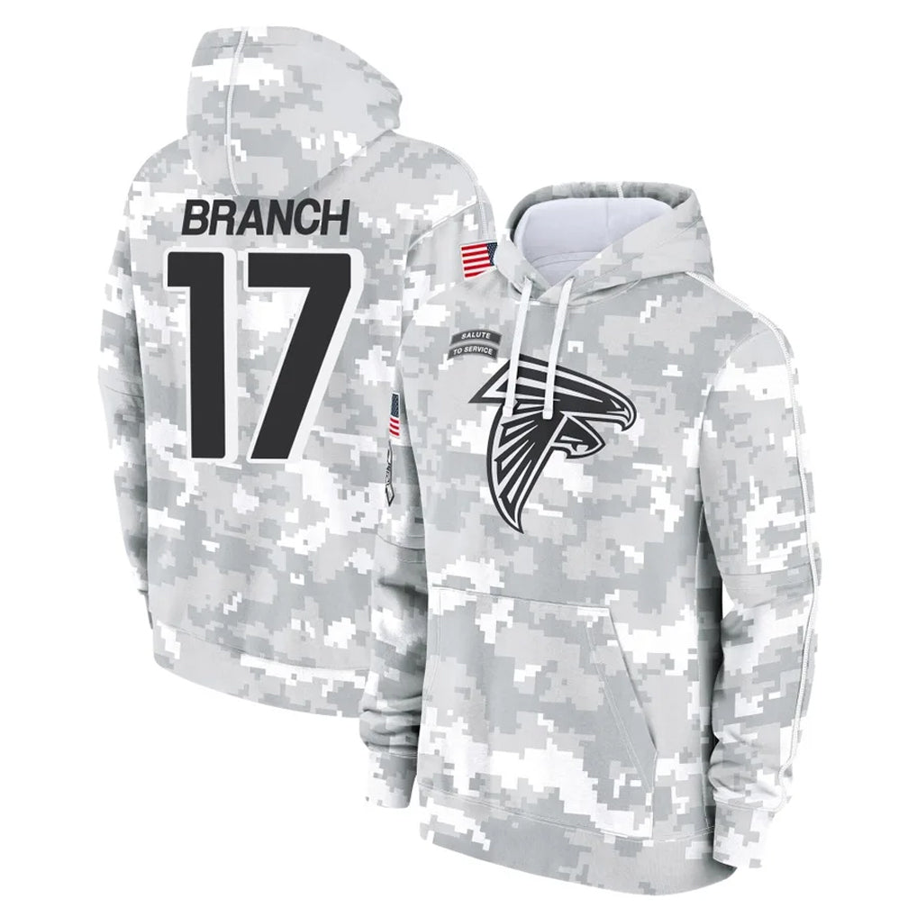 Rebec A.Falcons #17 Zachariah Branch Player Arctic Camo Salute to Service Limited Hoodie Stitched Jerseys