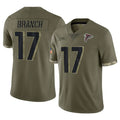 Rebec A.Falcons #17 Zachariah Branch Player Olive Salute To Service Stitched Jerseys