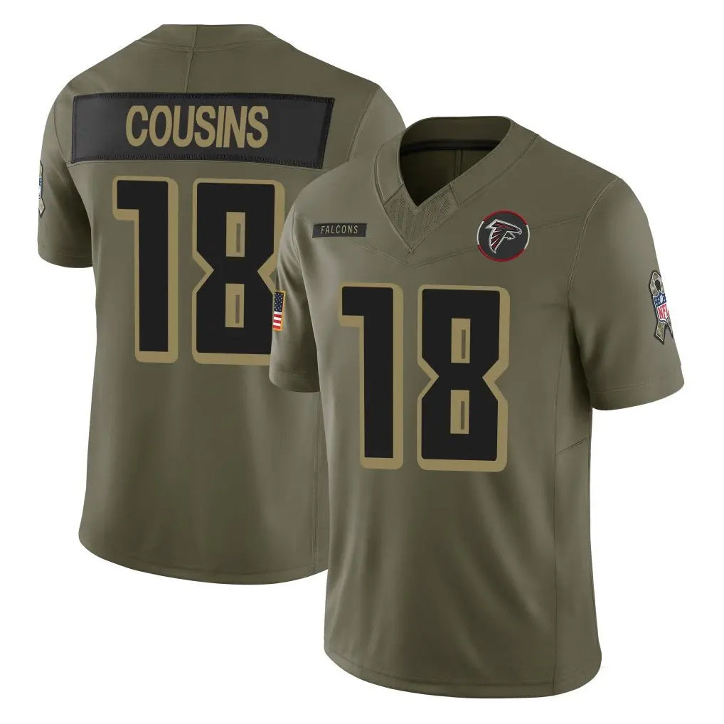 Rebec A.Falcons #18 Kirk Cousins Player Olive Salute To Service Limited Home Game Stitched Jerseys