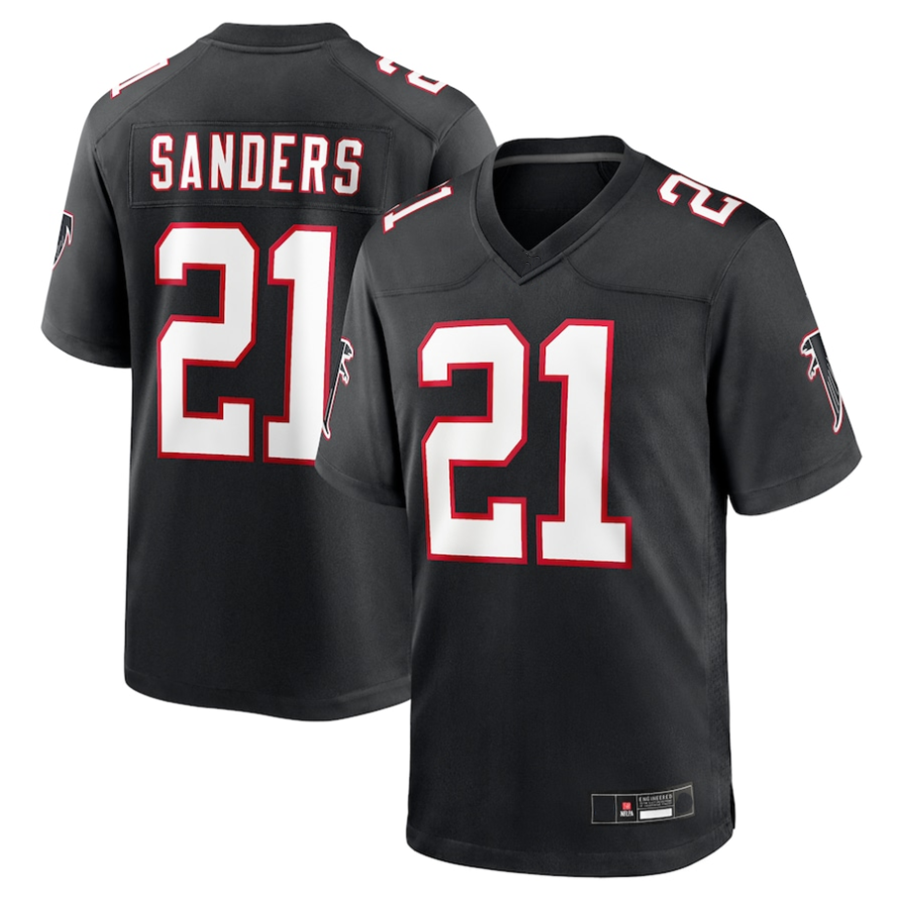 Rebec A.Falcons #21 Deion Sanders Black Player Game Stitched Jerseys